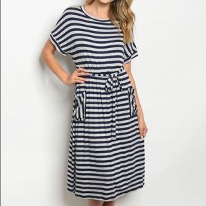 🔹Navy & Gray Striped Dress🔹